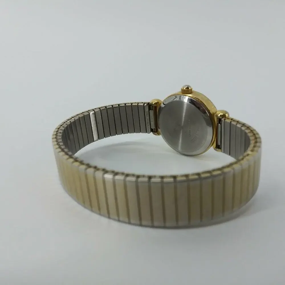 Vintage Milan Womens Gold Tone Stretch Bracelet Wristwatch with Rhinestones
